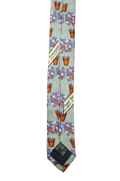 Ermenegildo Zegna Mens Silk Striped Classic Necktie Red Orange