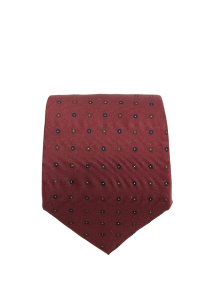Ermenegildo Zegna Mens Silk Mini Floral Print Wide Necktie Red