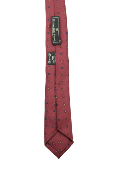 Ermenegildo Zegna Mens Silk Mini Floral Print Wide Necktie Red