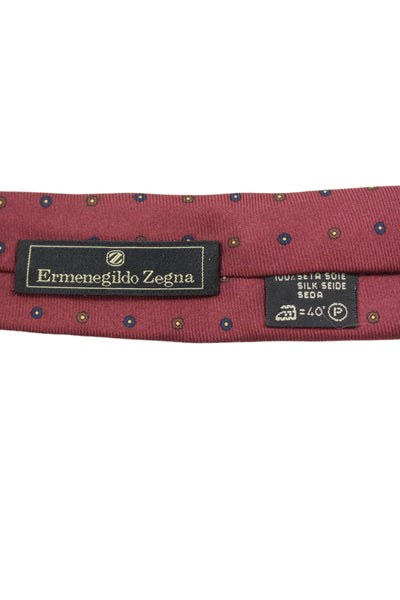 Ermenegildo Zegna Mens Silk Mini Floral Print Wide Necktie Red