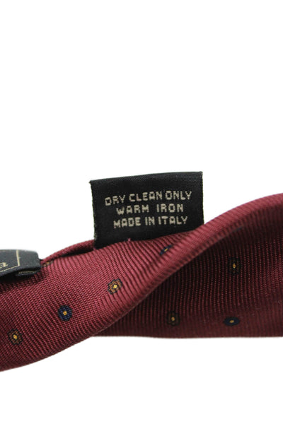 Ermenegildo Zegna Mens Silk Mini Floral Print Wide Necktie Red