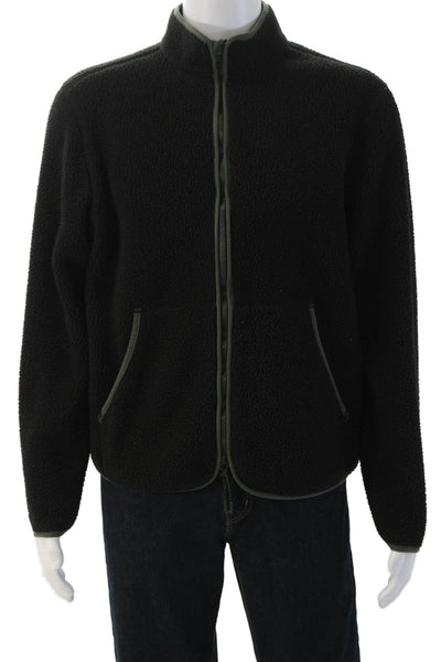 Everlane Mens Black Recycled Polyester High Neck Zip Jacket Long Sleeve Size M