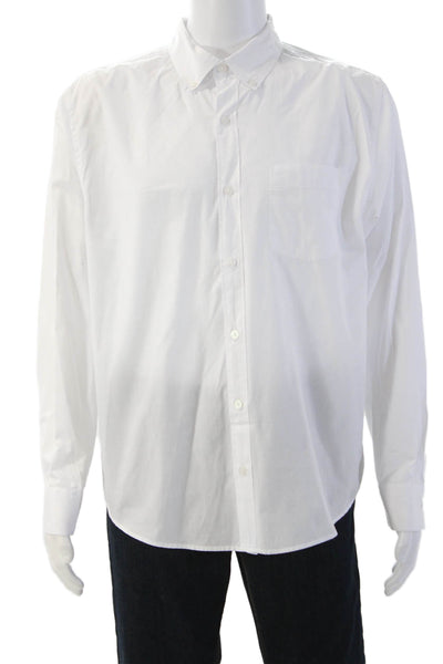 Everlane Mens Button-Down Shirt White 100% Cotton Long Sleeve Collared Size M