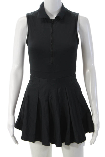 We Wore What Womens Fit & Flare Shirt Dress Black Sleeveless Zip Size XS