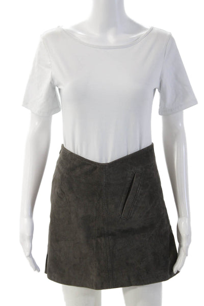 Blank NYC Womens A-Line Leather Mini Skirt Dark Gray Size 25