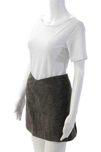 Blank NYC Womens A-Line Leather Mini Skirt Dark Gray Size 25