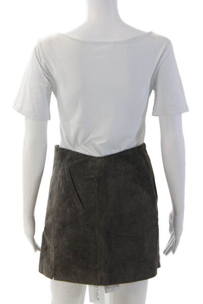 Blank NYC Womens A-Line Leather Mini Skirt Dark Gray Size 25