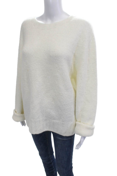 Mijeong Park Unisex Pullover White Crew Neck Long Sleeve Sweater Size M