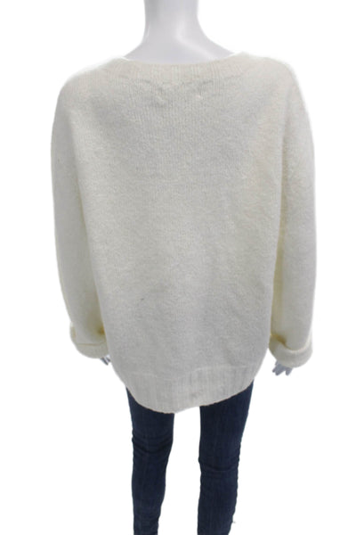 Mijeong Park Unisex Pullover White Crew Neck Long Sleeve Sweater Size M