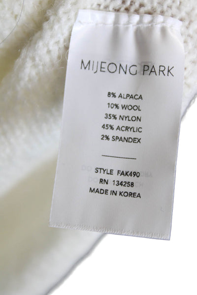 Mijeong Park Unisex Pullover White Crew Neck Long Sleeve Sweater Size M