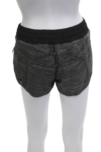 Lululemon Womens Striped Black Nylon Blend Sports Shorts Zip Size 4