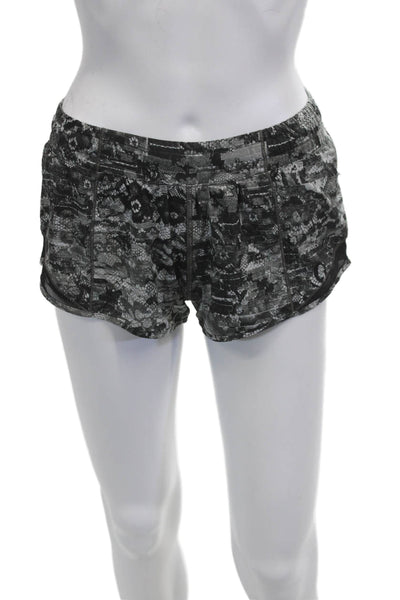 Lululemon Womens Black Snake Print Nylon Blend Shorts Size 4