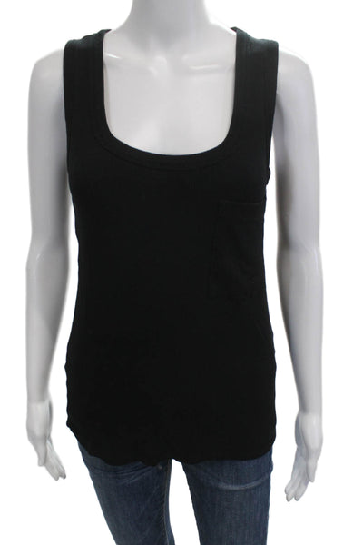 Zara Trafaluc Women Black Basic Tank Square Neck Cotton Blend Sleeveless Size S