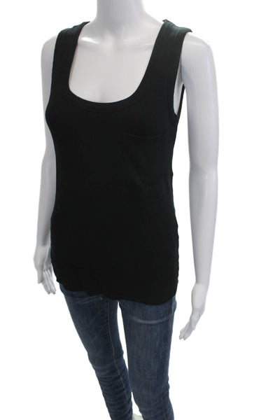 Zara Trafaluc Women Black Basic Tank Square Neck Cotton Blend Sleeveless Size S