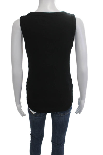 Zara Trafaluc Women Black Basic Tank Square Neck Cotton Blend Sleeveless Size S