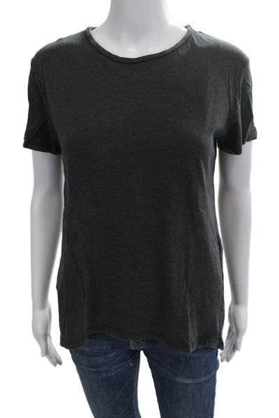 Zara Womens Basic Crew Neck Short Sleeve Dark Gray Cotton T-Shirt Size S
