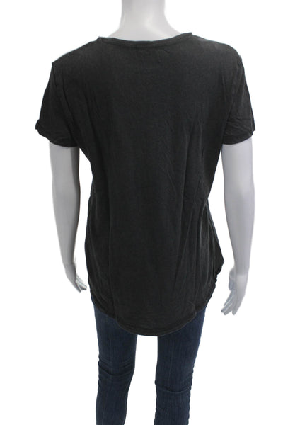 Zara Womens Basic Crew Neck Short Sleeve Dark Gray Cotton T-Shirt Size S
