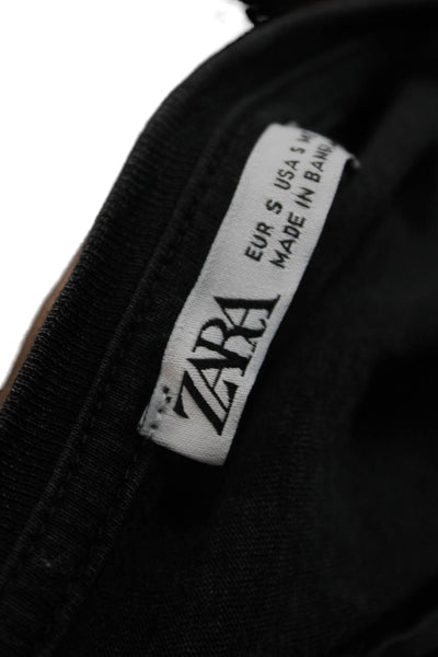 Zara Womens Basic Crew Neck Short Sleeve Dark Gray Cotton T-Shirt Size S