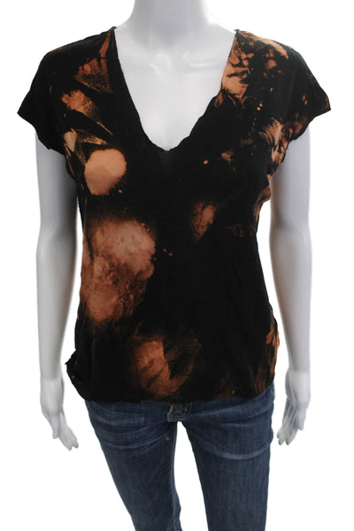 Zara Trafaluc Women Black V-Neck Short Sleeve Blend T-Shirt Grunge Size S