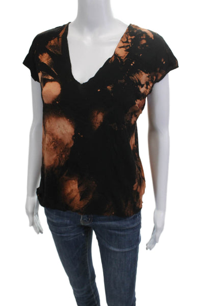 Zara Trafaluc Women Black V-Neck Short Sleeve Blend T-Shirt Grunge Size S