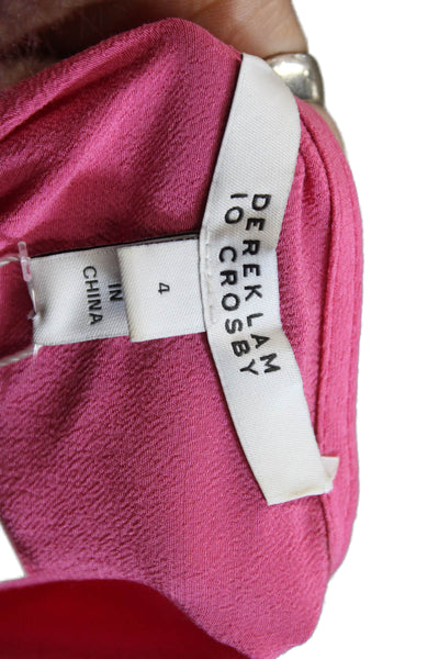 Derek Lam 10 Crosby Women Pink Cap Sleeve Round Neck Blouse Button Size 4