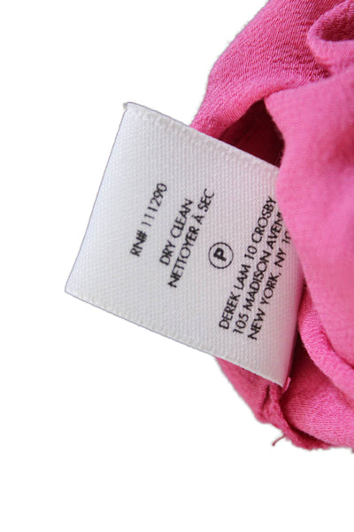Derek Lam 10 Crosby Women Pink Cap Sleeve Round Neck Blouse Button Size 4