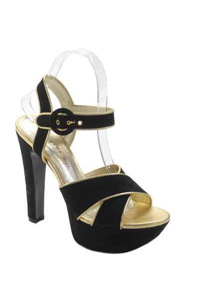 Barbara Bui Womens Suede Metallic Trim Platform Heels Black Size EUR 37