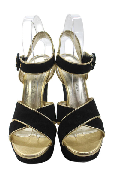 Barbara Bui Womens Suede Metallic Trim Platform Heels Black Size EUR 37