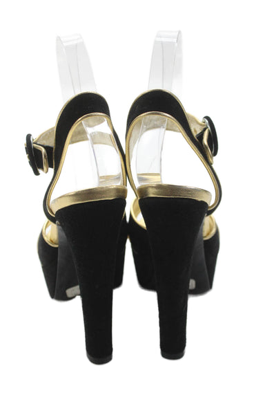 Barbara Bui Womens Suede Metallic Trim Platform Heels Black Size EUR 37