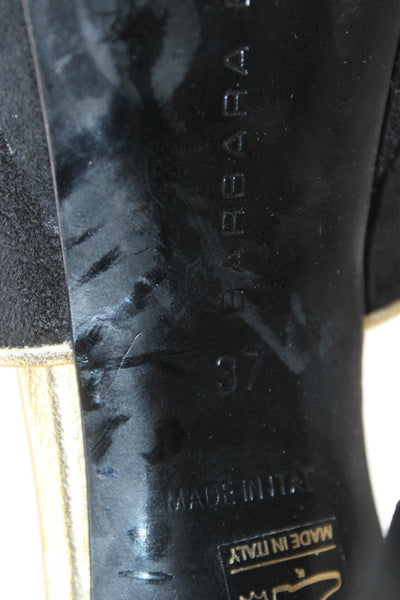 Barbara Bui Womens Suede Metallic Trim Platform Heels Black Size EUR 37