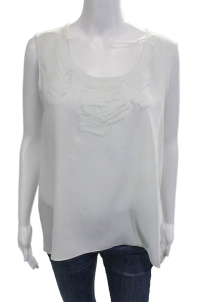 T Tahari Women Sleeveless Round Neck White Polyester Blouse Size M