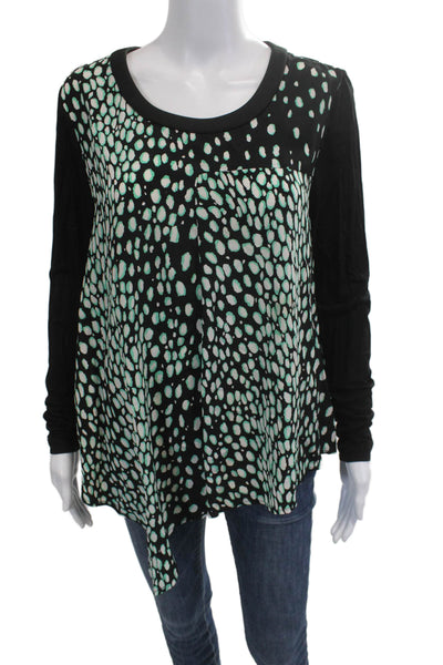 Elizabeth & James Womens Silk Animal Print Tunic Longsleeve Black Size M