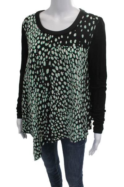 Elizabeth & James Womens Silk Animal Print Tunic Longsleeve Black Size M