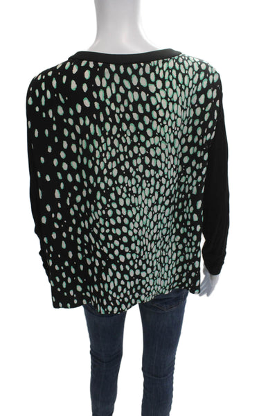 Elizabeth & James Womens Silk Animal Print Tunic Longsleeve Black Size M