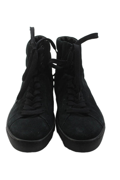 Tods Mens Suede Lace-Up High-Top Fashion Sneakers Solid Black Size 5