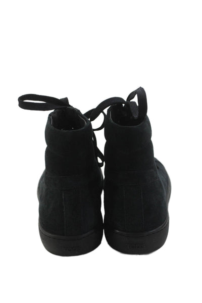 Tods Mens Suede Lace-Up High-Top Fashion Sneakers Solid Black Size 5