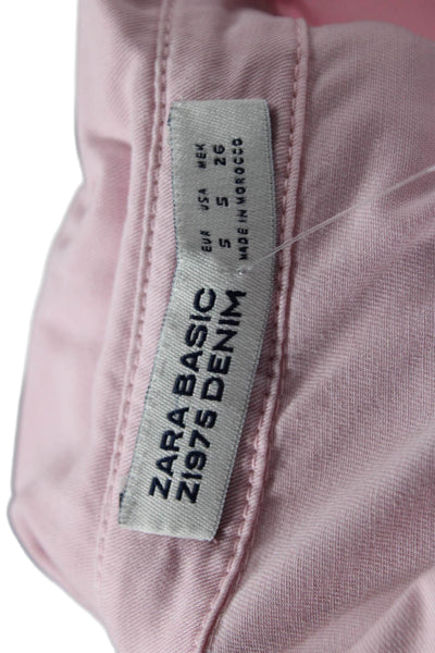 Zara Basic Women Shirt Dress Pink Collared 3/4 Sleeve Polyester Size S