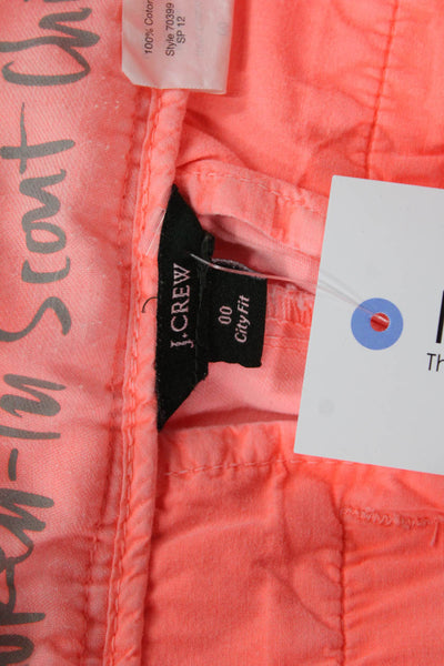 J Crew Womens Chino Capri Pants Pink Cotton Button Low Rise Petite Size 00