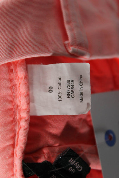 J Crew Womens Chino Capri Pants Pink Cotton Button Low Rise Petite Size 00