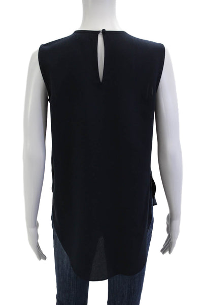 Vince Camuto Womens Sleeveless Round Neck Dark Blue Polyester Blouse Size S