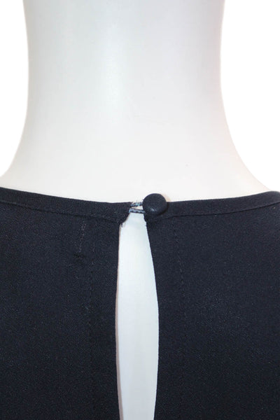 Vince Camuto Womens Sleeveless Round Neck Dark Blue Polyester Blouse Size S