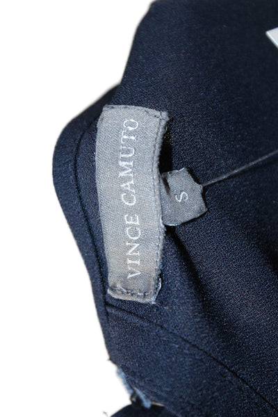 Vince Camuto Womens Sleeveless Round Neck Dark Blue Polyester Blouse Size S