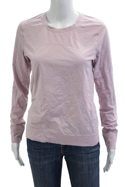 Lululemon Women Basic T-Shirt Pink Long Sleeve Crew Neck Size 6