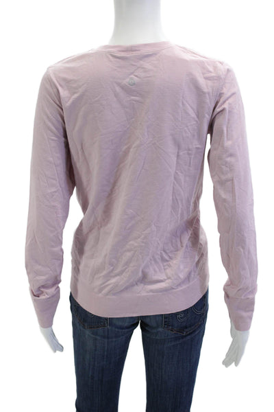 Lululemon Women Basic T-Shirt Pink Long Sleeve Crew Neck Size 6
