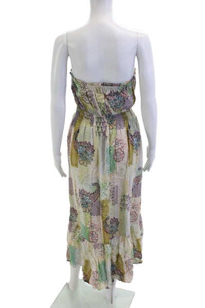 Dress Forum Women Maxi Sundress Beige Paisley Rayon Sleeveless Bohemian Size S