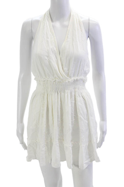 Ocean Drive Women Mini Sundress White Tie Sleeveless Rayon Beach Size M