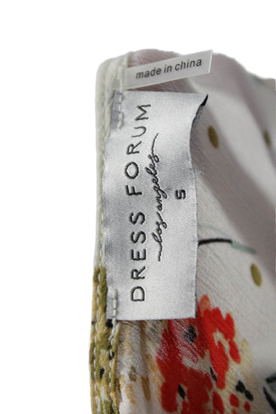 Dress Forum Womens A-Line Fit Flare Beige Floral V Neck Dress Size S