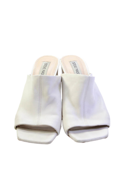 Steve Madden Womens Leather Slide On Mule Pumps Off White Size 8.5 Medium