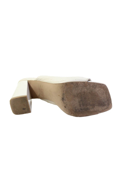 Steve Madden Womens Leather Slide On Mule Pumps Off White Size 8.5 Medium