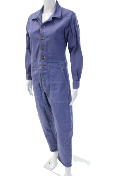 The Only Jane Women Blue Long Sleeve Jumpsuit One-Piece Collar Cotton Size 6
